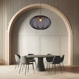 Črna viseča svetilka s tekstilnim senčilom ø 60 cm Mellow – Candellux Lighting