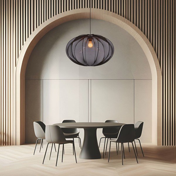 Črna viseča svetilka s tekstilnim senčilom ø 60 cm Mellow – Candellux Lighting-image-1