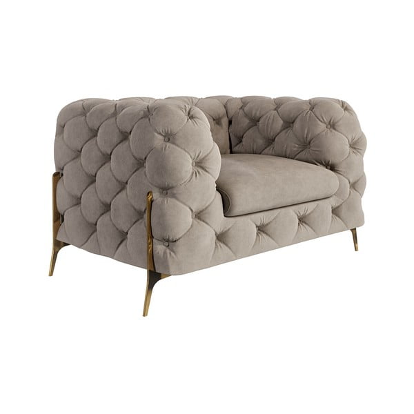 Sivo-bež žameten fotelj Chelsea Bis – Ropez