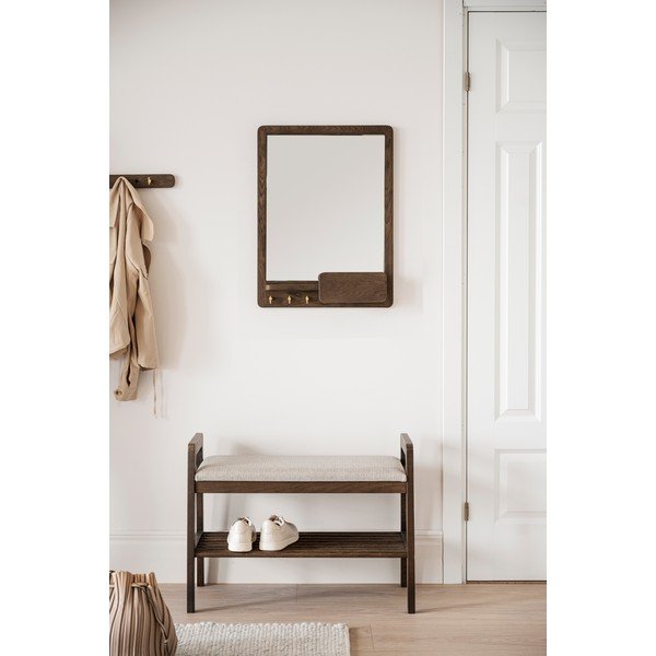 Stensko ogledalo s polico z lesenim okvirjem 45x60 cm Inverness - Rowico-image-1