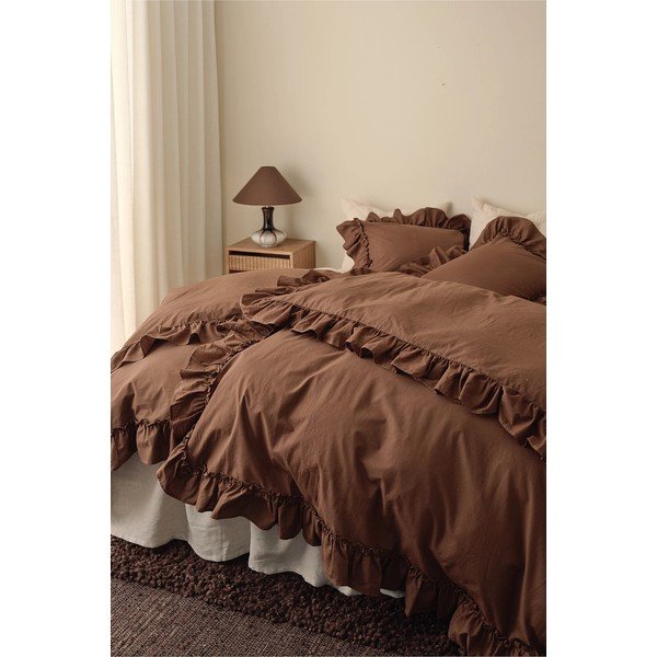 Rjava enojna posteljnina iz organskega bombaža 150x200 cm Juliette – Ellos Home-image-1