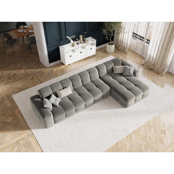 Siva žametna kotna zofa (desni kot) Kendal - Micadoni Home-image-1