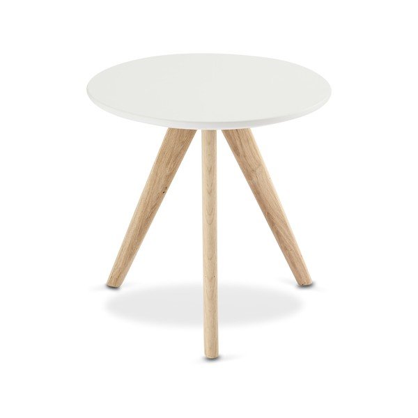 Bela kavna mizica z nogami iz hrastovega lesa Furnhouse Life, Ø 40 cm-image-3