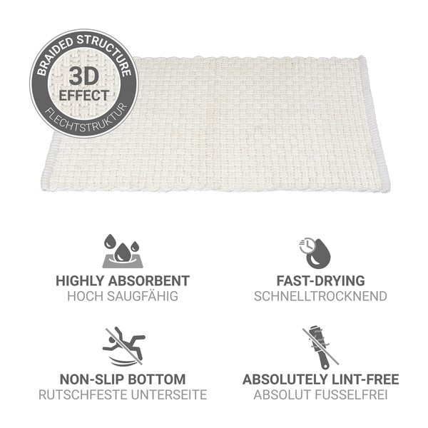 Bela tekstilna kopalniška preproga 50x80 cm Ecoli – Wenko-image-4