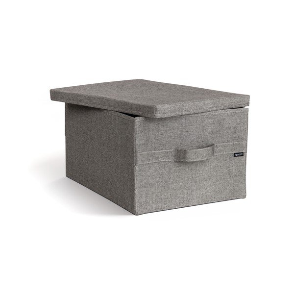 Siva tekstilna škatla za shranjevanje s pokrovom 36x46x25 cm Soft Storage Large – Bigso-image-3