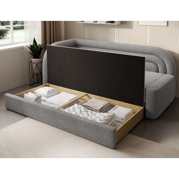 Siva raztegljiva/s prostorom za shranjevanje sedežna garnitura iz tkanine bouclé levi kot 223 cm Fabillo – ELTAP-image-4