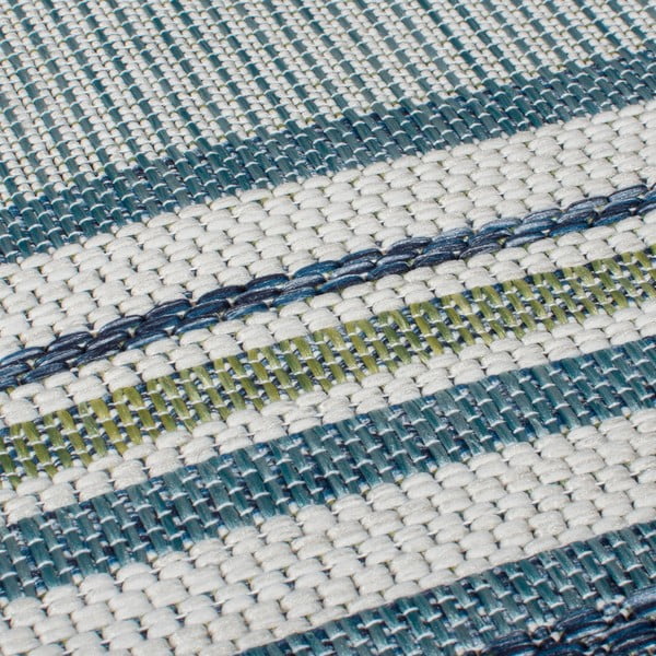 Zelenomodra notranja in zunanja preproga 200x290 cm Roma Stripe – Flair Rugs-image-3