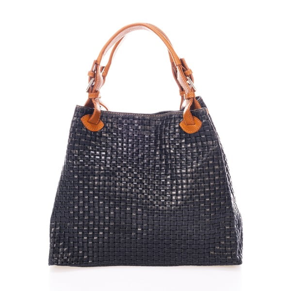 Temno modra usnjena torbica Federica Bass Hydri-image-1