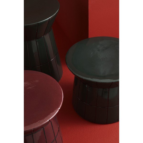 Bordo rdeča keramična okrogla klubska mizica ø 38 cm Abbes – Bizzotto-image-4