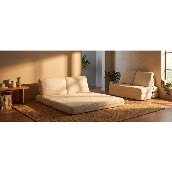 Bela raztegljiva sedežna garnitura iz tkanine bouclé 150 cm Faster – Mauro Ferretti-image-1