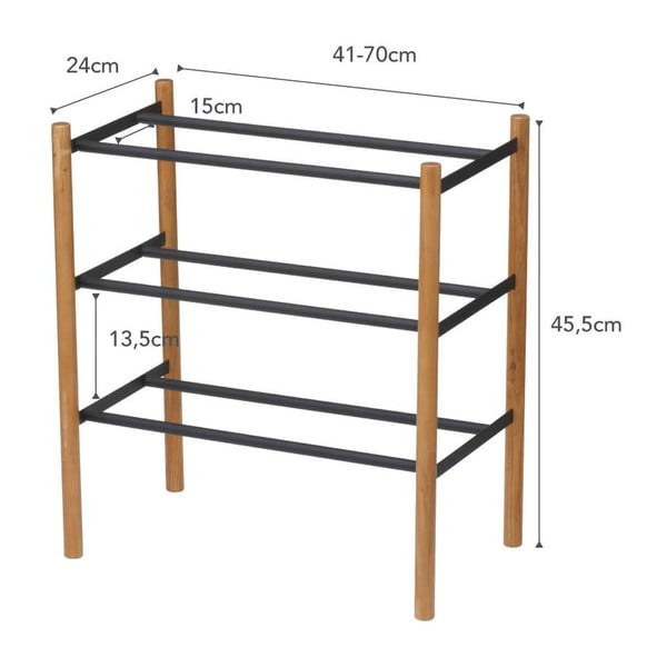 Črno/naravno kovinsko teleskopsko stojalo za čevlje – YAMAZAKI-image-2