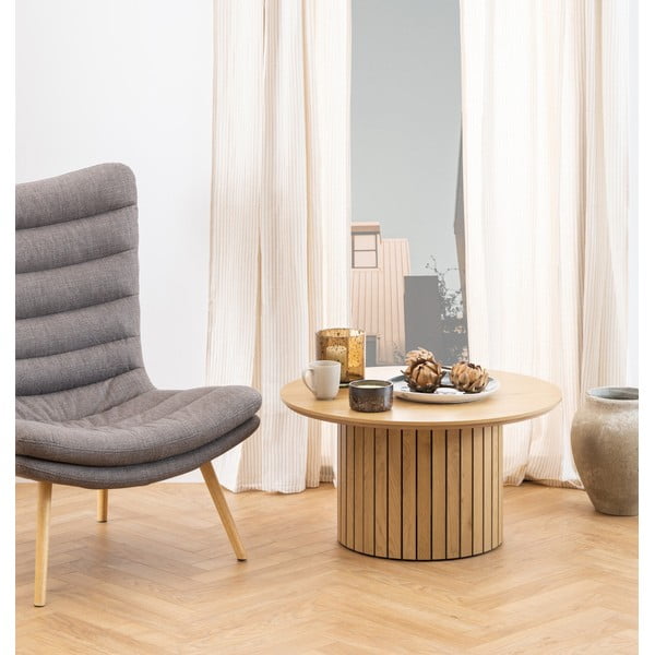 Okrogla mizica s ploščo v hrastovem dekorju ø 80 cm Yale - Actona-image-1