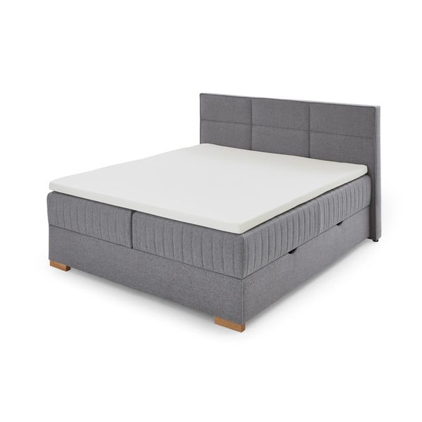 Siva boxspring postelja s prostorom za shranjevanje 160x200 cm Tambo – Meise Möbel