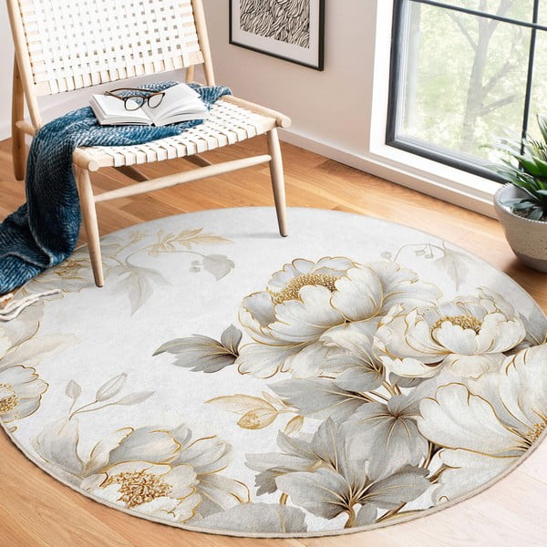 Svetlo siva/bež pralna okrogla preproga ø 120 cm Soft and Gentle – Mila Home-image-1