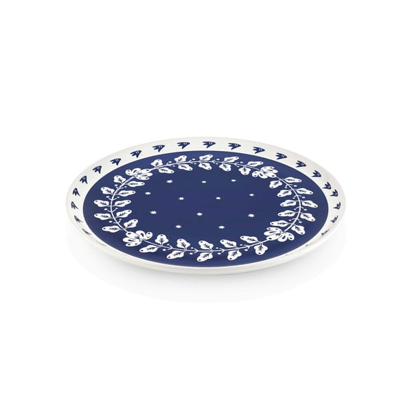 Modro-bel porcelanast servirni krožnik Mia Bloom, ⌀ 30 cm