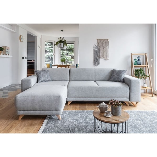 Svetlo siva raztegljiva/s prostorom za shranjevanje kotna sedežna garnitura Classy Sophie – Miuform-image-1