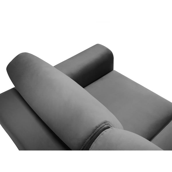 Svetlo siva žametna raztegljiva sedežna garnitura s prostorom za shranjevanje 235 cm Kyoto – Cosmopolitan Design-image-4