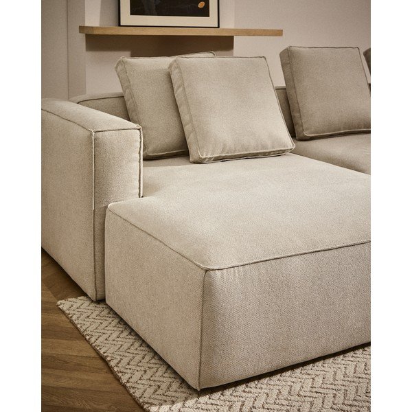 Bež raztegljiva kotna sedežna garnitura iz šenilje (levi kot/z ležalnikom) Marela – Kave Home-image-1