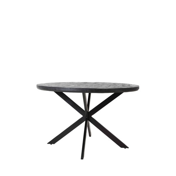Črna okrogla jedilna miza z mizno ploščo iz akacije ø 120 cm Yellov – Light & Living