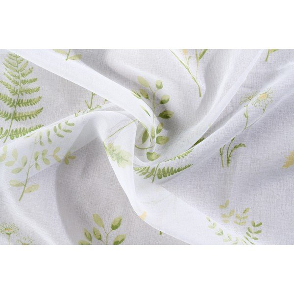 Bela/zelena prosojna zavesa 140x245 cm Caledonia – Mendola Fabrics-image-2