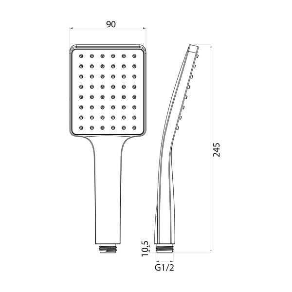 Plastična tuš ročka v sijajno srebrni barvi – Sapho-image-1