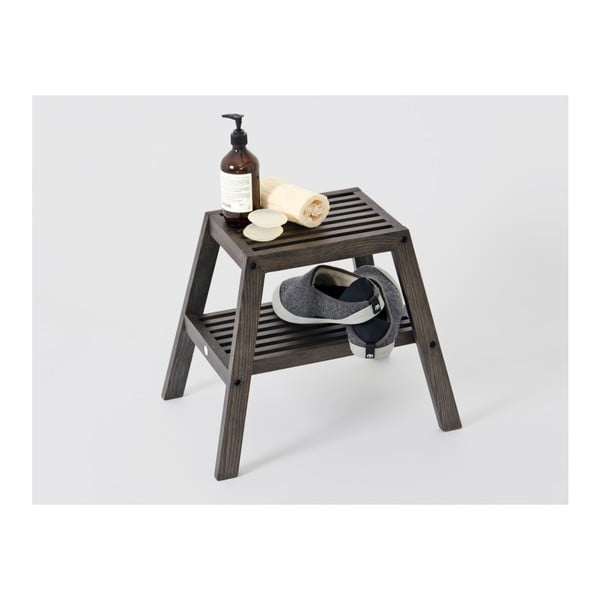 Črn stolček iz  hrastovega lesa Wireworks Slatted Stool-image-4