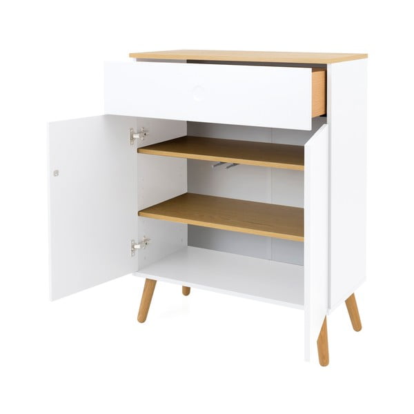 Bela komoda z nogami iz hrastovega lesa Tenzo Dot, širina 79 cm-image-4