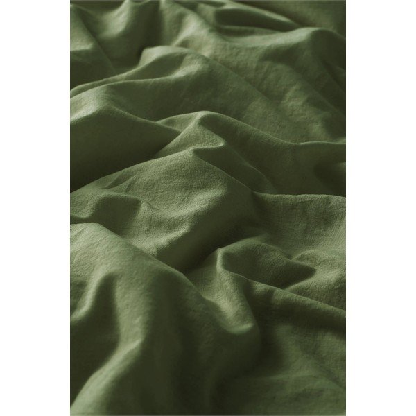 Zelena enojna posteljnina iz mešanice lana 150x200 cm Elly – Ellos Home-image-4