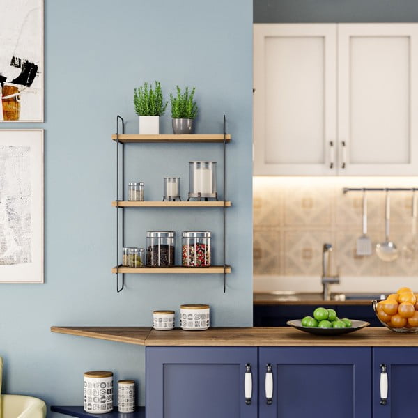 Večnivojska polica v hrastovem dekorju v naravni barvi 40 cm Pulalis – Kalune Design-image-1