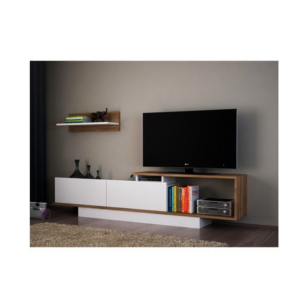 Televizijski komplet v beli in naravni 180x55 cm Asos - Woody Fashion-image-3