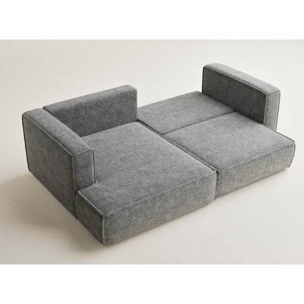 Siva raztegljiva/s prostorom za shranjevanje kotna sedežna garnitura iz šenilje (levi kot/z ležalnikom) Velto – Maison de Rêve-image-3