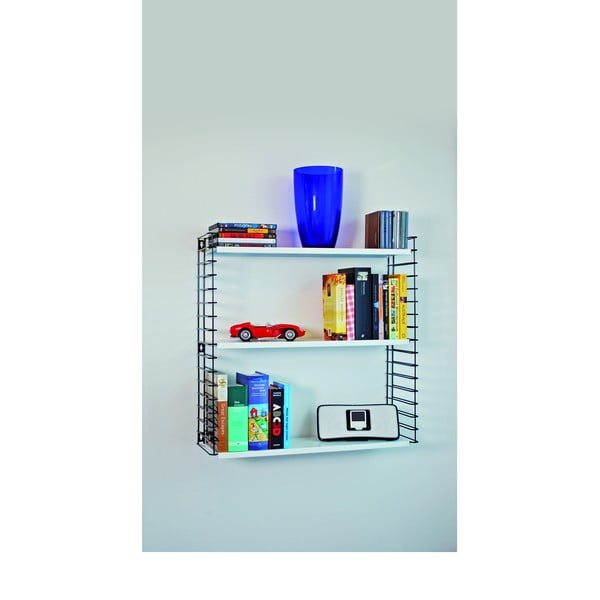 3-nivojski regal s belimi policami Metaltex Libro, dolžina 70 cm-image-1