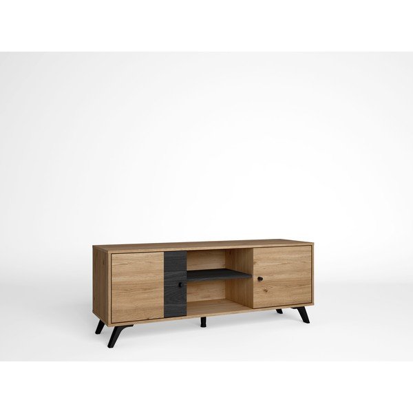 Črna TV omarica iz hrastovega dekorja 136x53 cm Natura - Marckeric-image-2