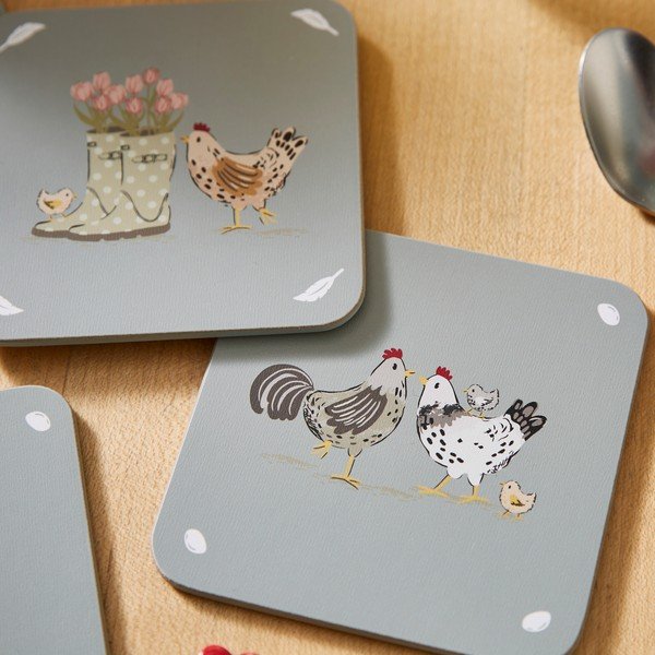 Sivi podstavki za kozarce v kompletu 4 ks iz plute Hen House Lane – Cooksmart ®-image-4