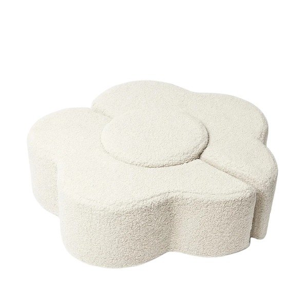 Kremno belo bouclé otroško igrišče iz pene 3 ks višina 27 cm 88x90 cm – Meowbaby-image-2
