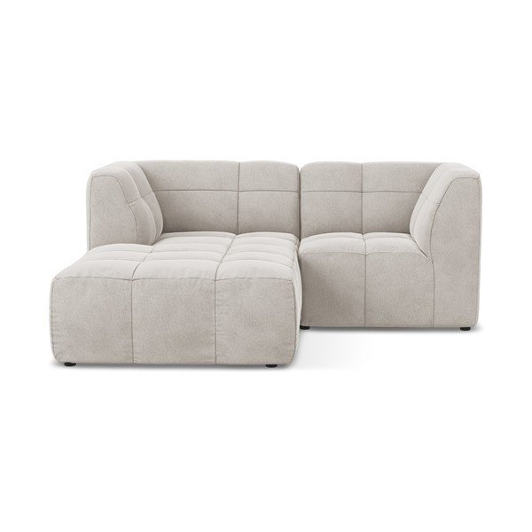 Bež žametna kotna sedežna garnitura (levi kot/z ležalnikom) Aloha – Makamii