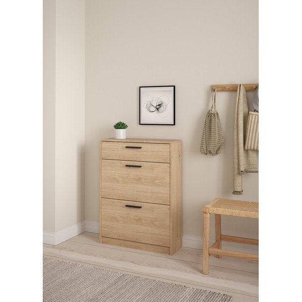 Preklopna omarica za čevlje v hrastovem dekorju v naravni barvi 70x94x24 cm Escape – Tvilum-image-1