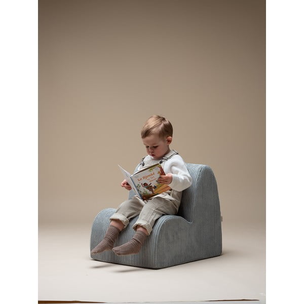 Mentolno zelen otroški fotelj iz rebrastega žameta Cloud – Wigiwama-image-1