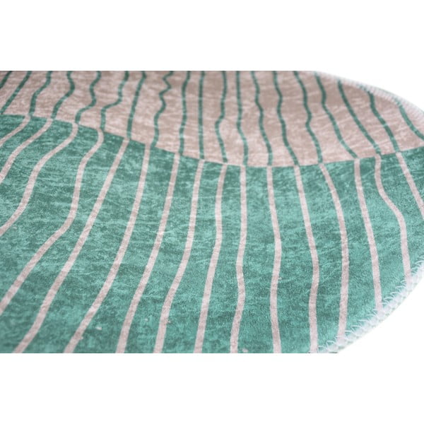 Kremno bela/turkizna pralna okrogla preproga ø 80 cm Yuvarlak – Vitaus-image-2