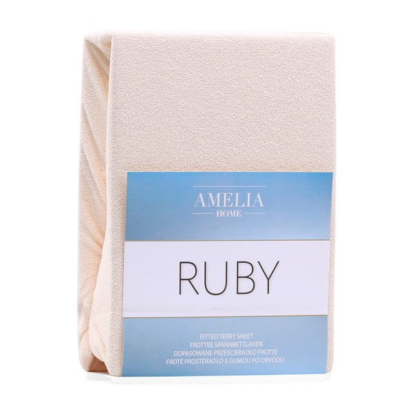 Bež napenjalna rjuha iz frotirja 140x200 cm Ruby – Restilo-image-2