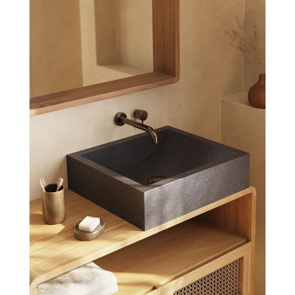 Črn terrazzo umivalnik Kave Home Sunday, 40 x 45 cm-image-4