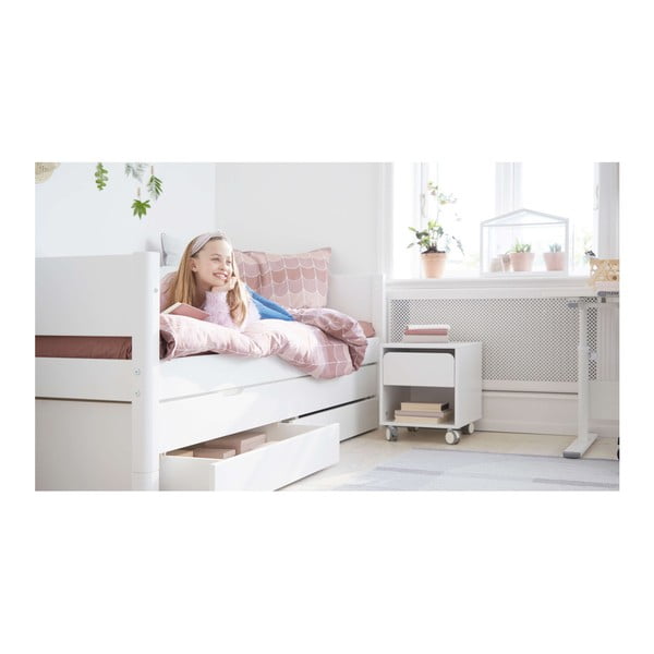 Bela otroška postelja z dodatnim izvlečnim ležiščem in prostorom za shranjevanje Flexa White-image-1