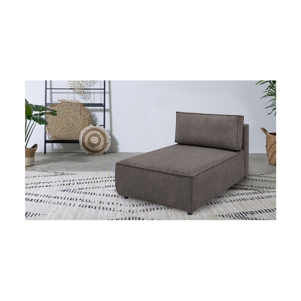 Svetlo rjav modul za sedežno garnituro iz rebrastega žameta (s kotom po izbiri) Nihad modular – Bobochic Paris-image-1