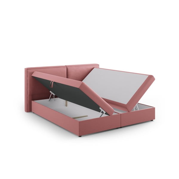 Rožnata boxspring postelja s prostorom za shranjevanje 140x200 cm Arendal – Cosmopolitan Design-image-4
