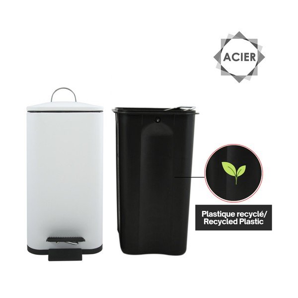 Mat bel jeklen koš za smeti s pedalom 5 l Erik – Spirella-image-3