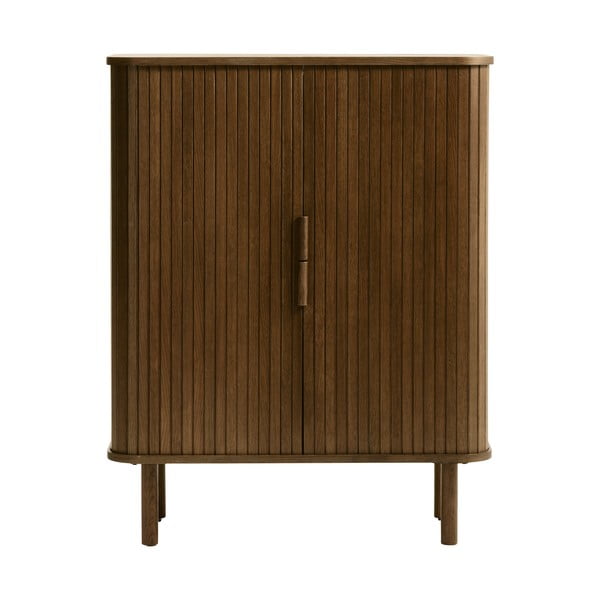 Rjava omarica v hrastovem dekorju z drsnimi vrati 113x90 cm Cavo – Unique Furniture
