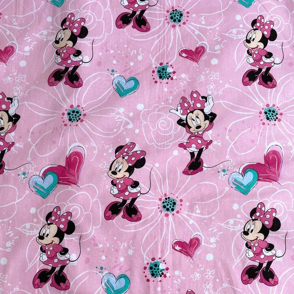 Rožnata bombažna otroška posteljnina za otroško posteljico 100x135 cm Minnie Flowers  – Jerry Fabrics-image-4