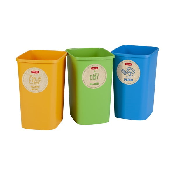 Plastični koši za smeti v kompletu 3 ks za ločevanje odpadkov 9 l Eco – Curver
