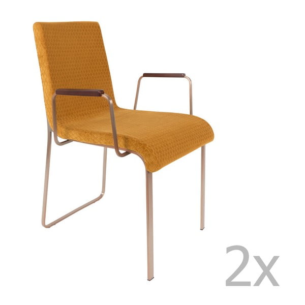 Komplet 2 rumenih stolov z nasloni za roke Dutchbone Fiore
