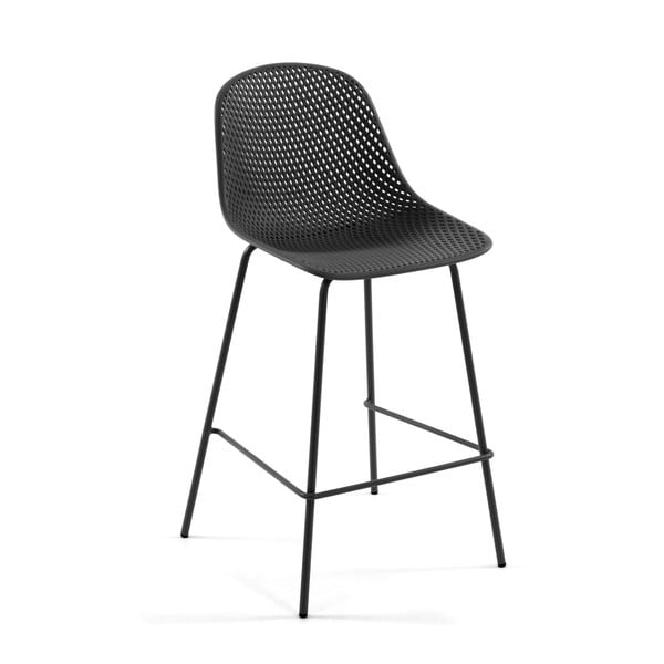 Antracitno siv kovinski/plastičen vrtni barski stol Quinby – Kave Home